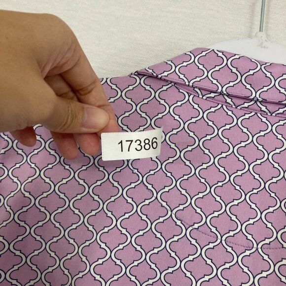 Tail Purple Geometric Print Active Stretch Short Sleeve Polo Shirt size XL - Picture 9 of 9